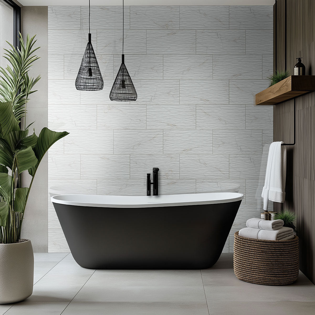 Dymo Calacatta Stripe White 12x24 Glossy