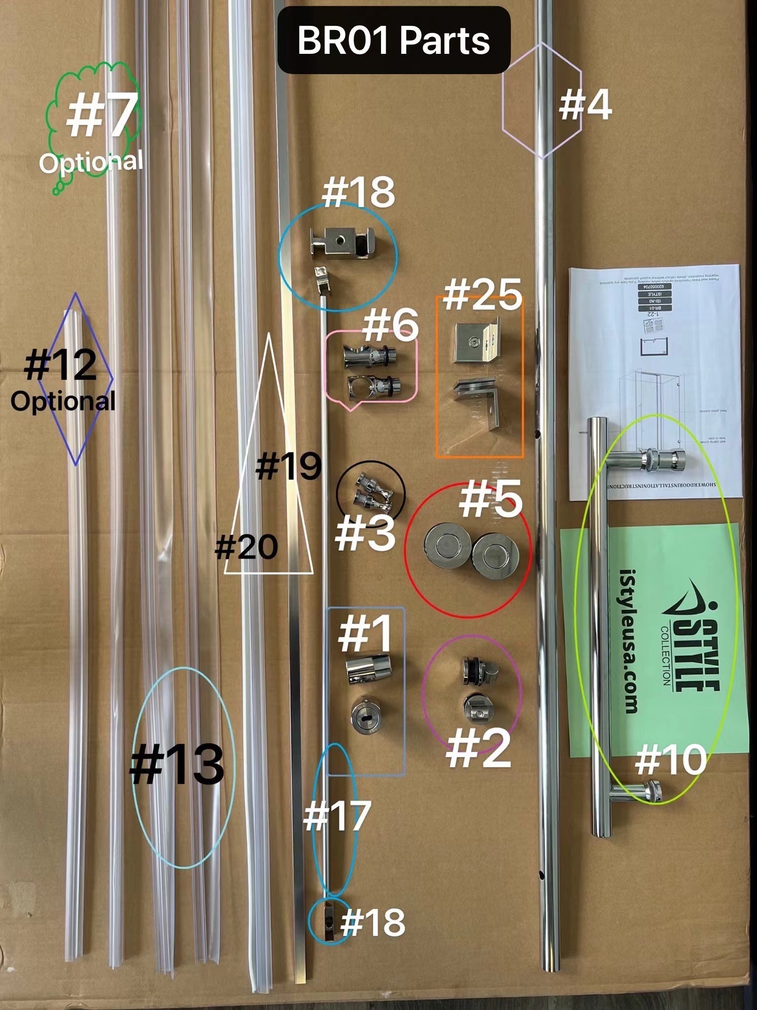 BR01 Joseph Frameless Single Sliding Tub Door with Klearteck Treatment (3/8" Thickness) (Brushed Nickel)
