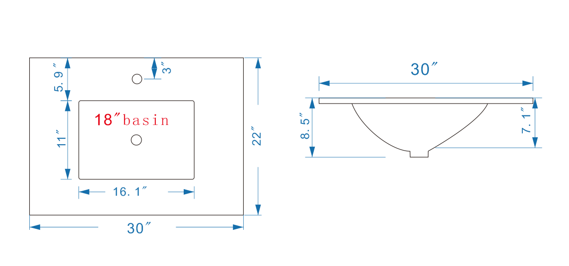 30" V9008 Vanity & Quartz Countertop Combo (Matte Grey)