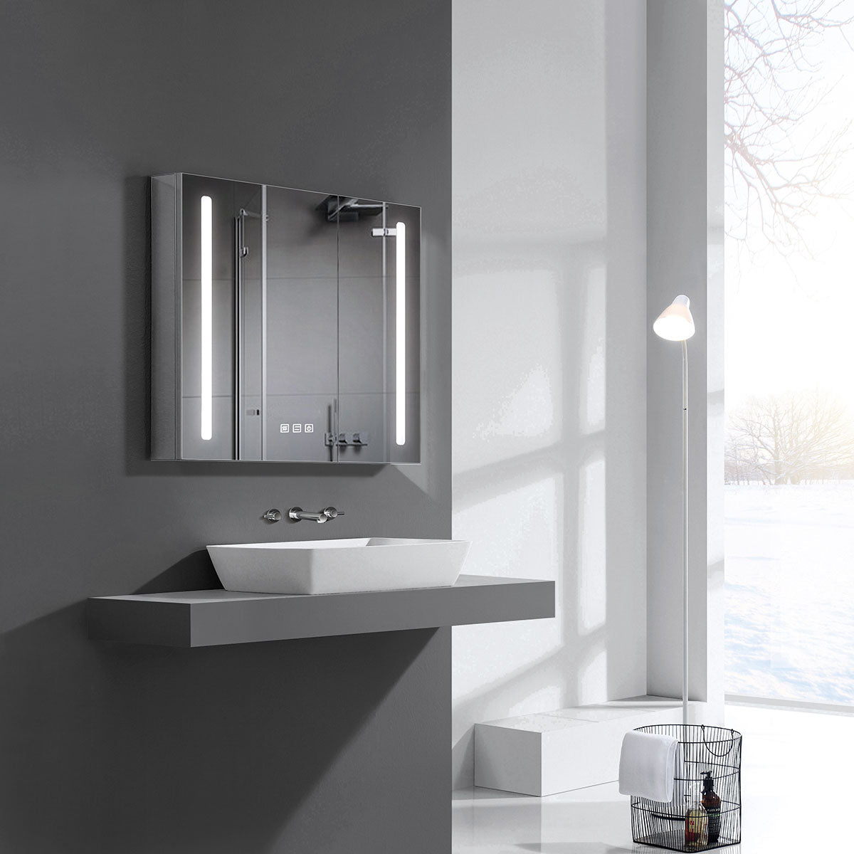 24" LED Aluminum Medicine Cabinet (Surface Mount/Recessed)