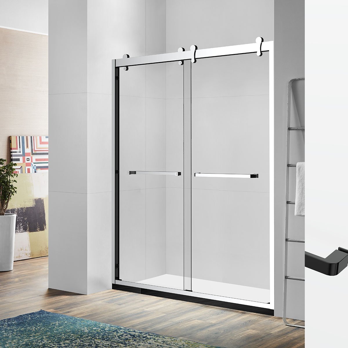 66" GBY22 Owen Bypass Series Shower Door with Klearteck Treatment (3/8" Thickness) (Chrome)