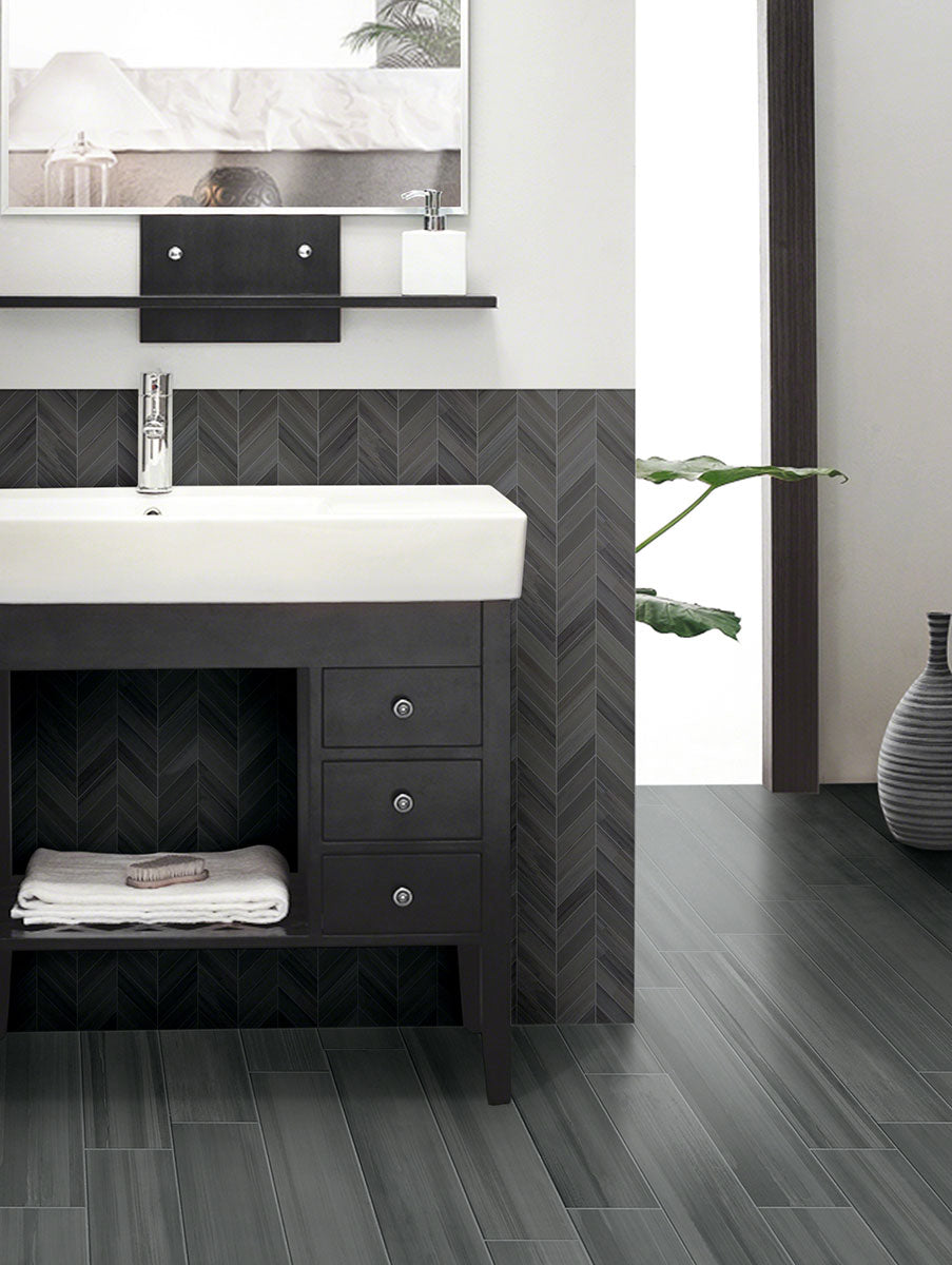 Graphite Watercolor Porcelain Tile