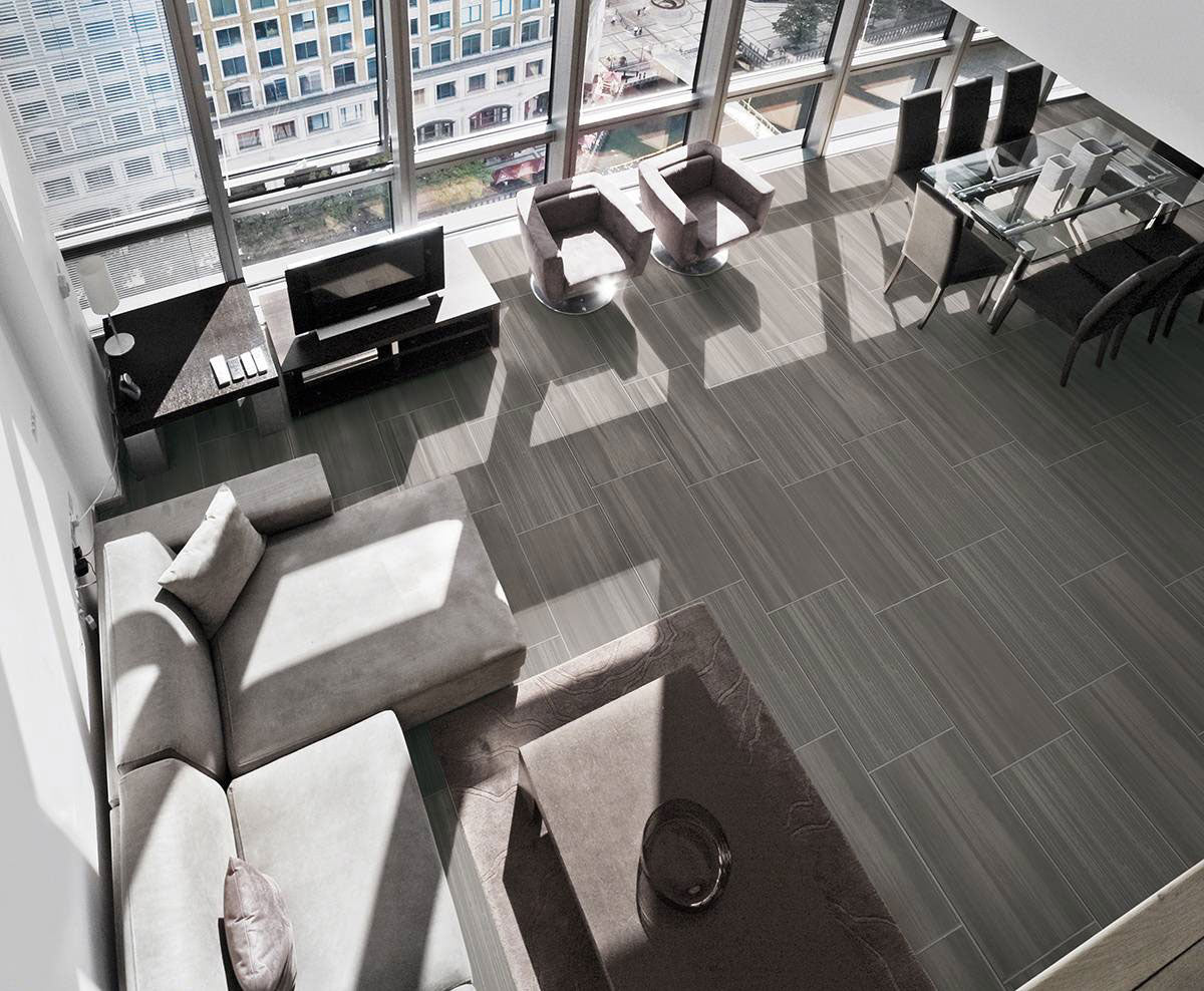 Graphite Watercolor Porcelain Tile