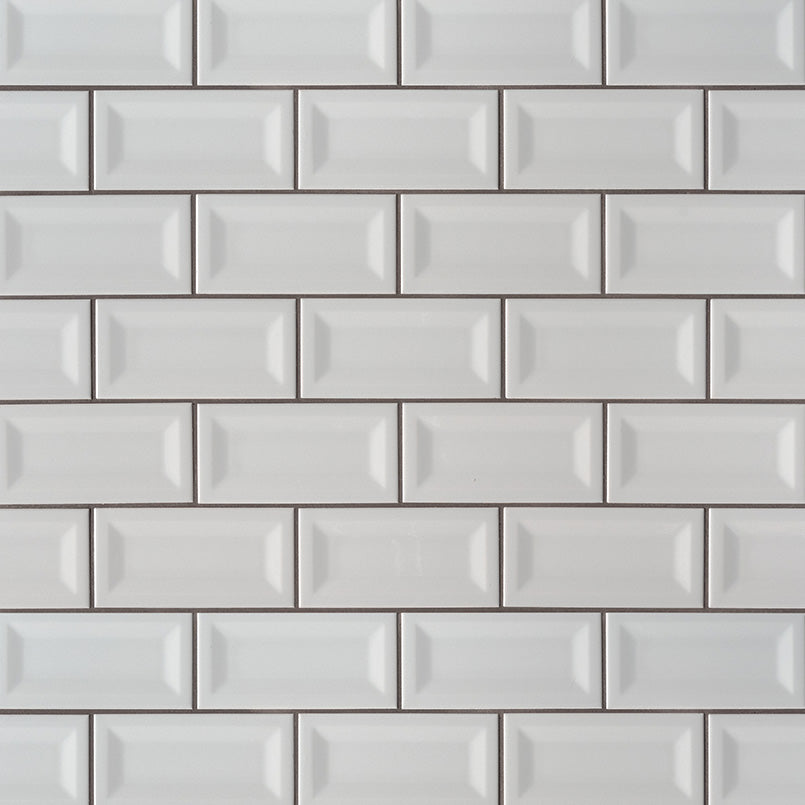 Gray Glossy Inverted Beveled Tile