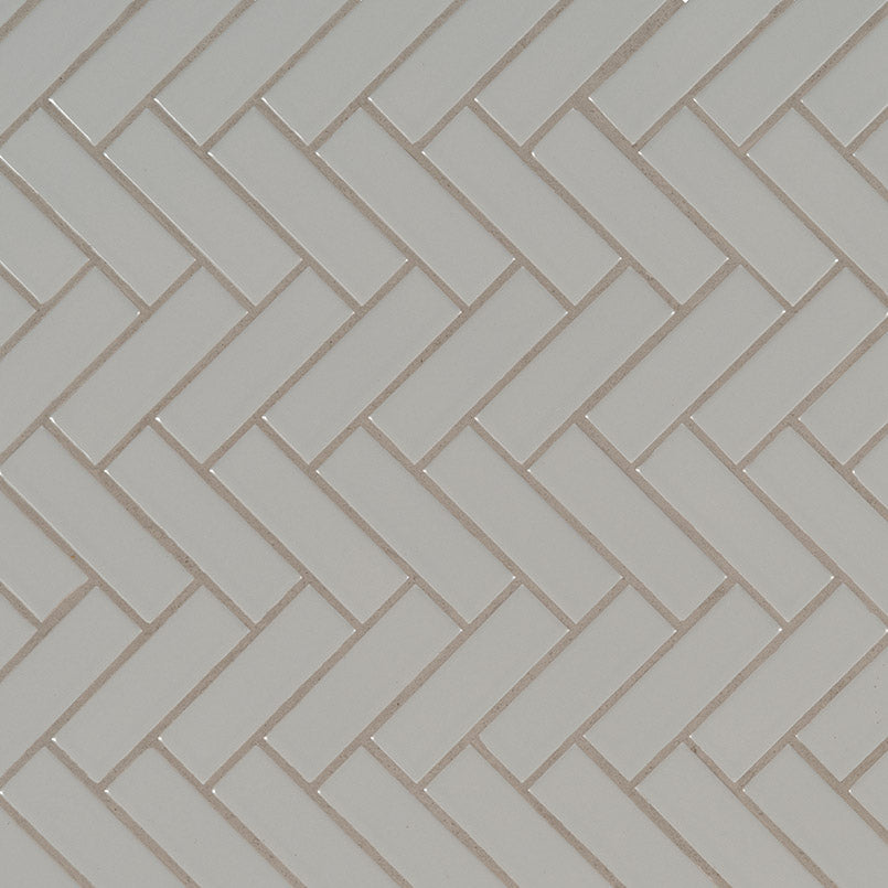 Gray Glossy Herringbone Mosaic