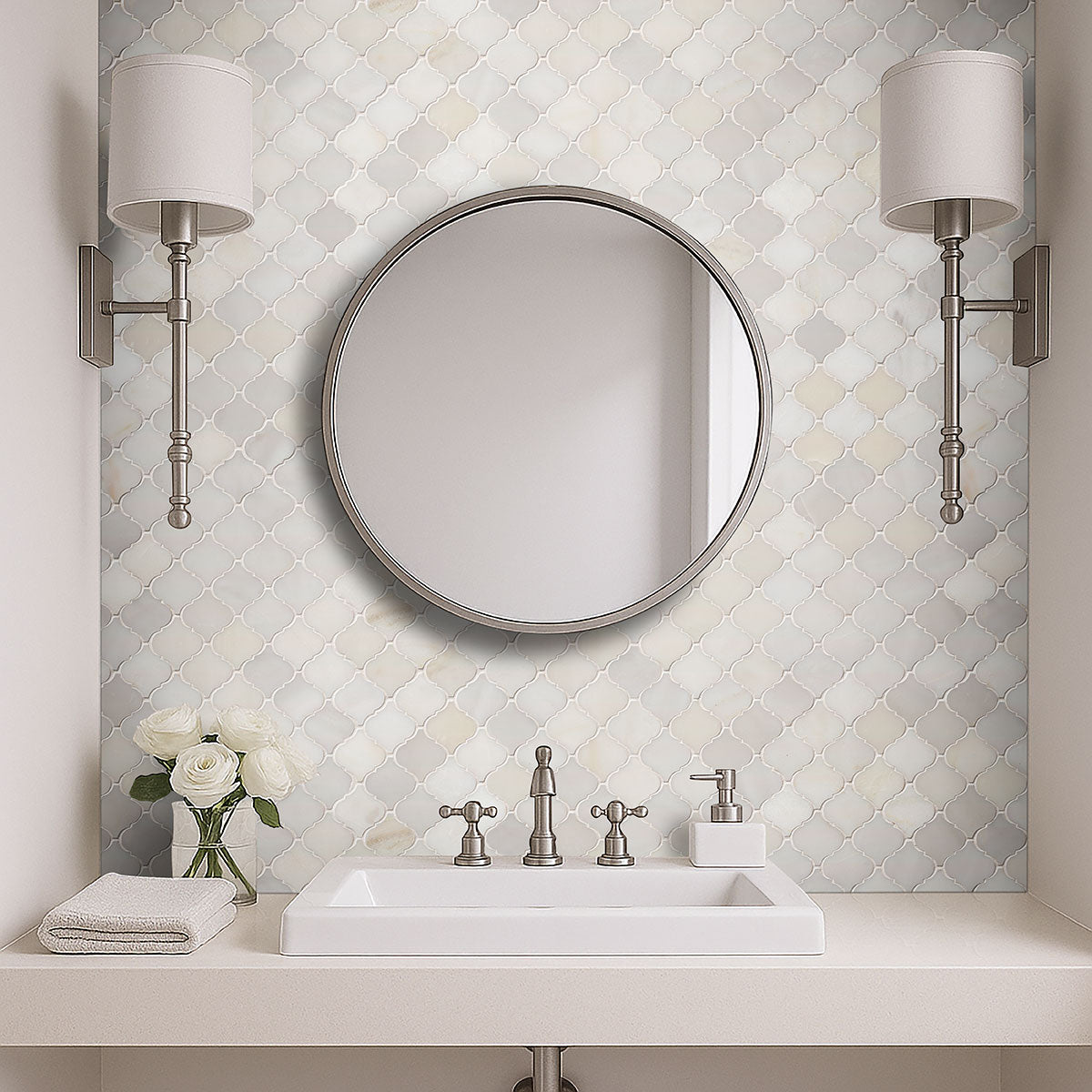 Greecian White Arabesque Tile