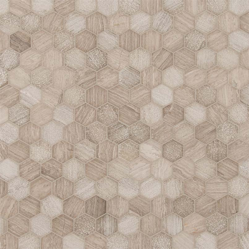 Honey Comb Multi Finish 2" Hexagon Mosaic Tile