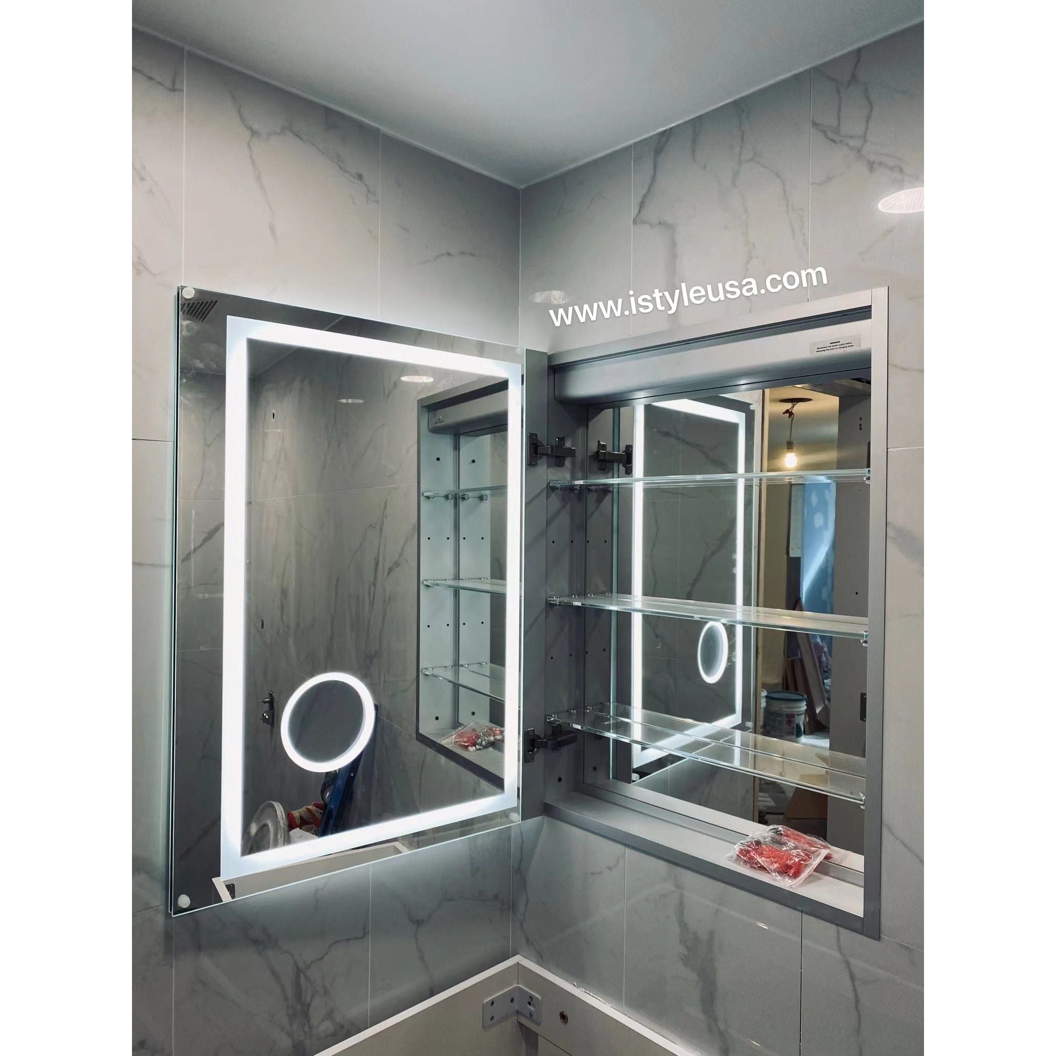 20" LED Ana Medicine Cabinet (Surface Mount/Recessed) (Left Hinge) led medicine cabinet - Shop at Home Craft Studio - 5
