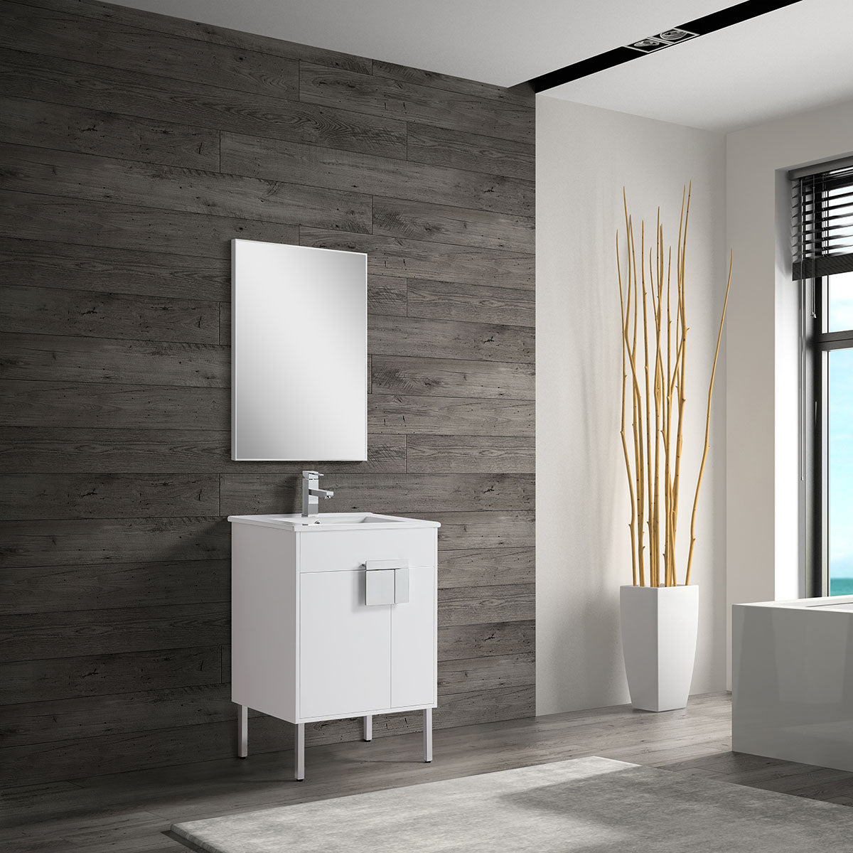 24" V9003 Vanity with Ceramic Sink (Glossy White) bathroom vanities - Shop at Home Craft Studio - 3