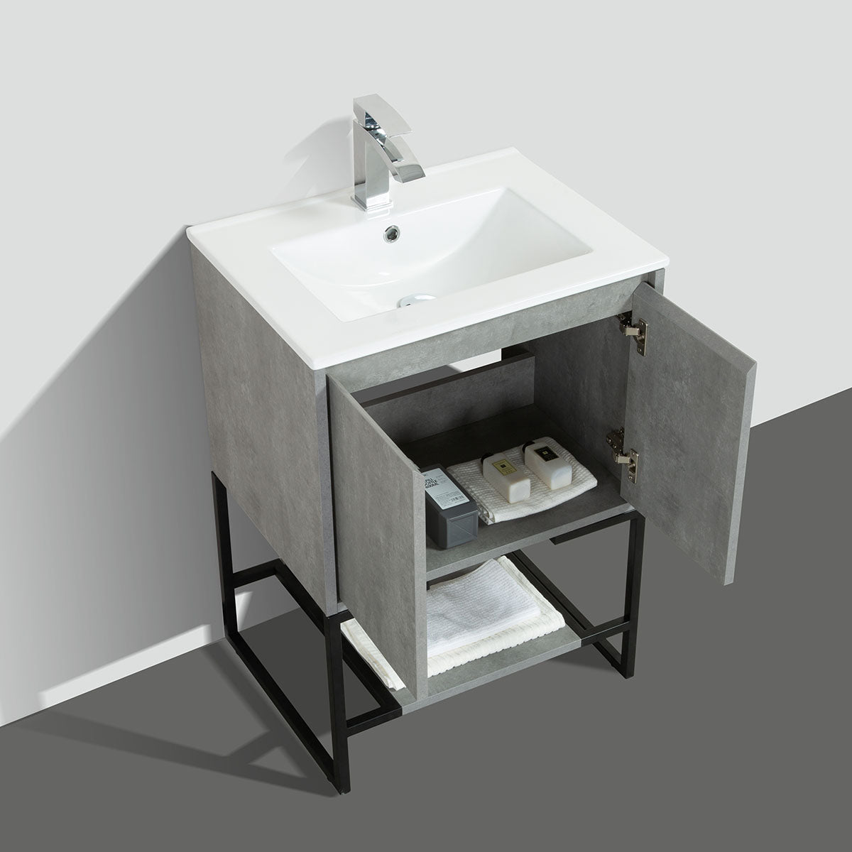 24" V9006 Allen Vanity with Ceramic Sink (Cement Grey) vanity - Shop at Home Craft Studio - 3