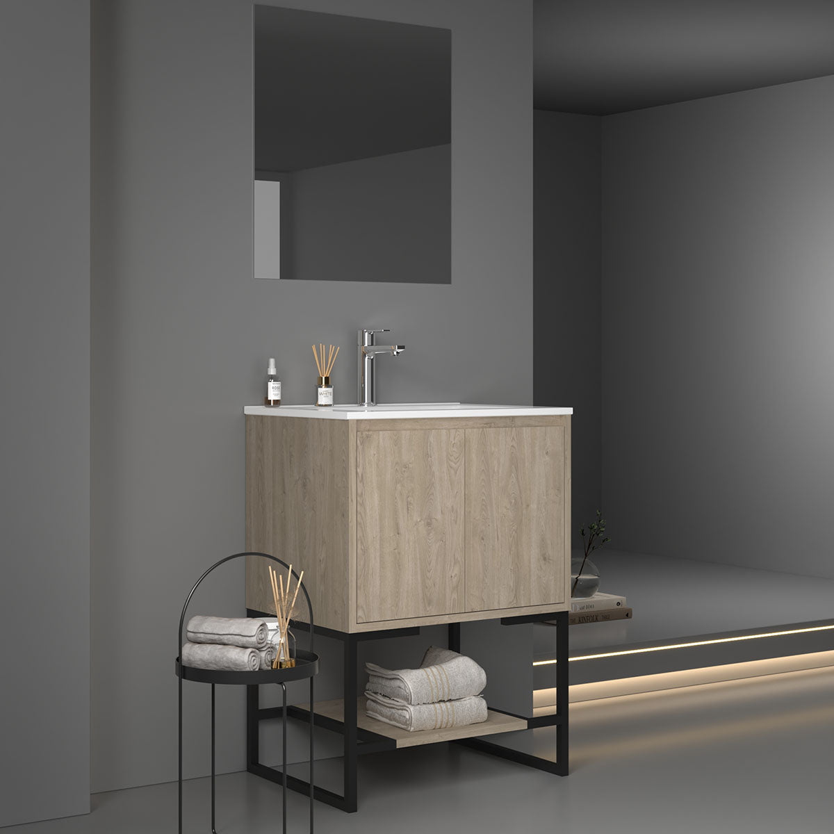 24" V9006 Allen Vanity with Ceramic Sink (E.Oak) vanity - Shop at Home Craft Studio - 1