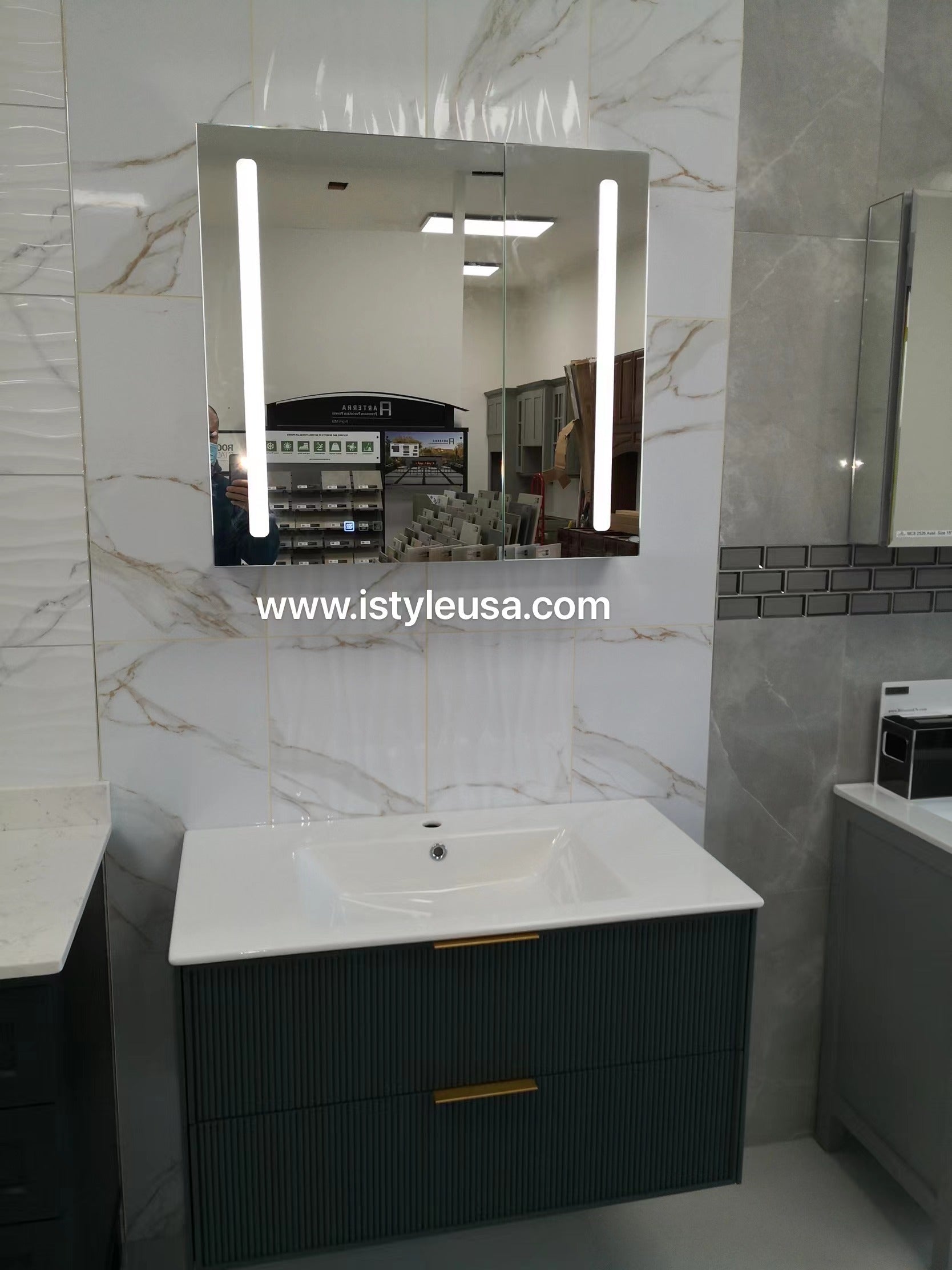 30" LED Aluminum Medicine Cabinet (Surface Mount/Recessed) mirror - Shop at Home Craft Studio - 2