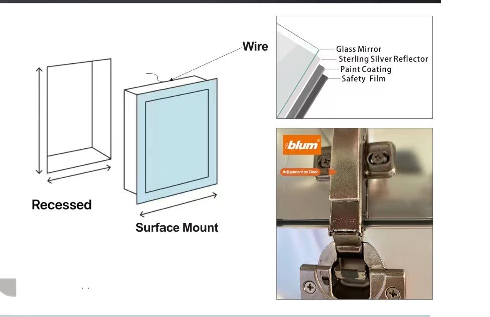 30" LED Aluminum Medicine Cabinet (Surface Mount/Recessed) mirror - Shop at Home Craft Studio - 9