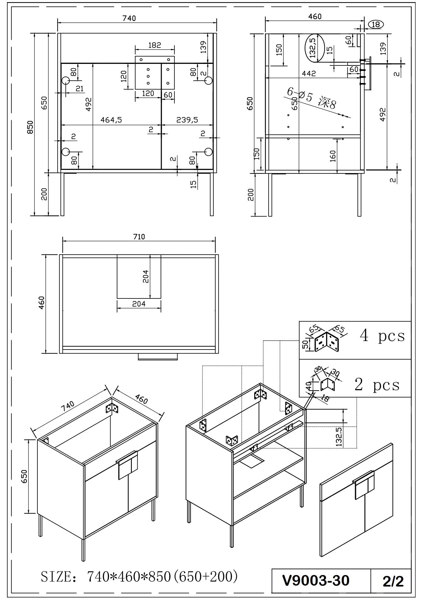 30" V9003 Vanity with Ceramic Sink (Charcoal Grey) - Shop at Home Craft Studio - 10