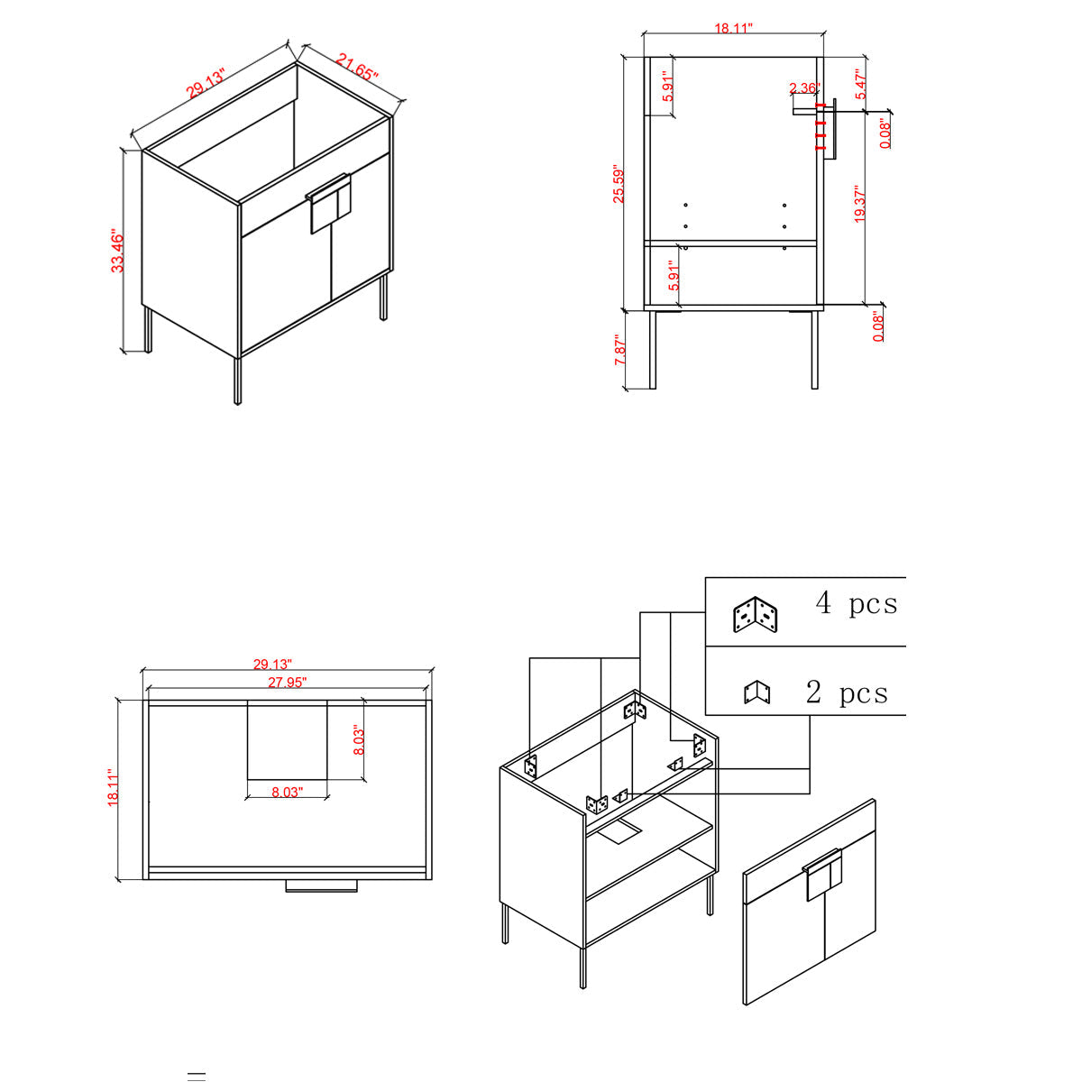 30" V9003 Vanity with Ceramic Sink (Matte Grey) - Shop at Home Craft Studio - 10