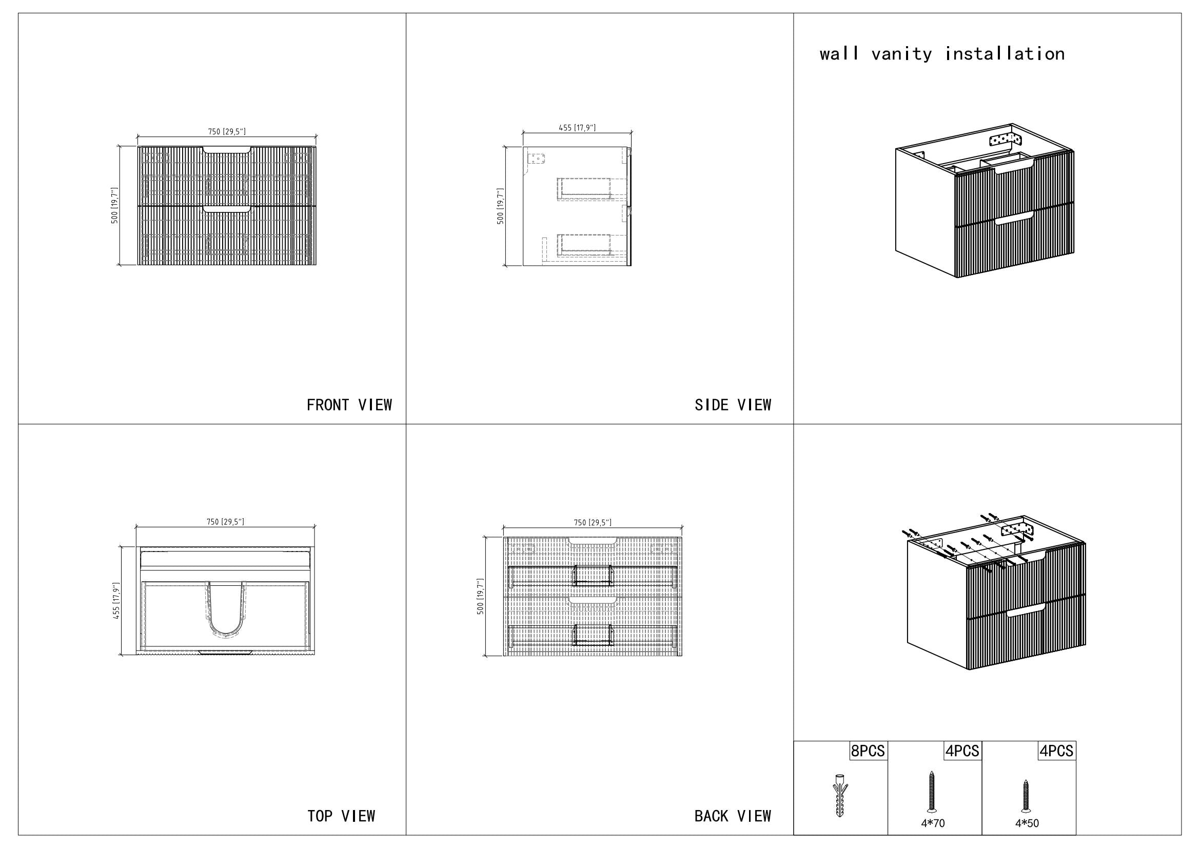 30" V9018 Series Sylvia Wall Hung Vanity & Ceramic Sink (Granny Grey) - Shop at Home Craft Studio - 6