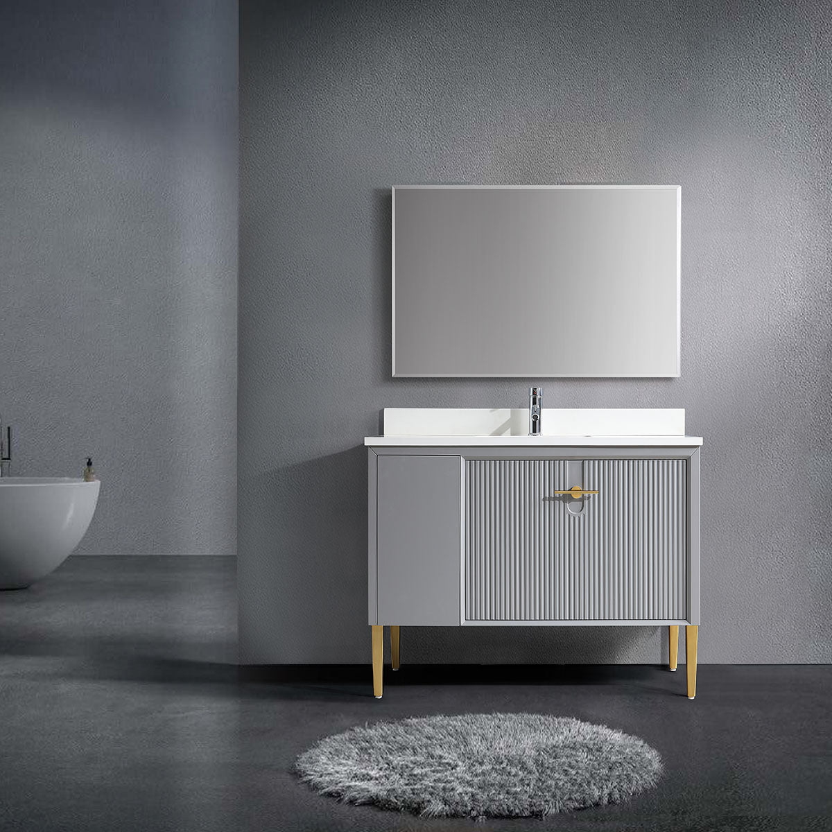 36" Craftsmanship Limited Edition Vanity & Quartz Countertop Combo (Grey) SKU:EN8339-36GR bathroom vanities - Shop at Home Craft Studio - 1
