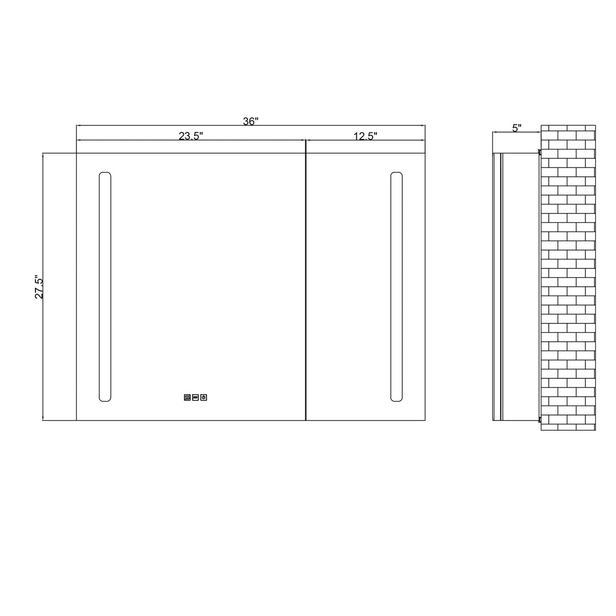 36" LED Aluminum Medicine Cabinet (Surface Mount/Recessed) - Shop at Home Craft Studio - 15