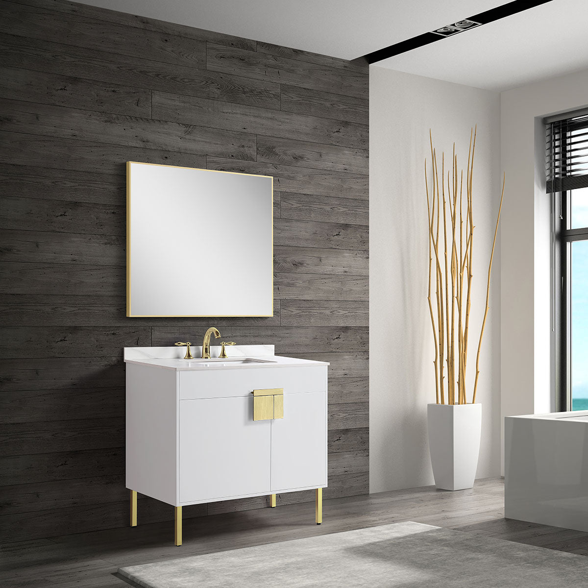 36" V9003 Vanity with Sintered Stone Countertop (Glossy White) - Shop at Home Craft Studio - 2