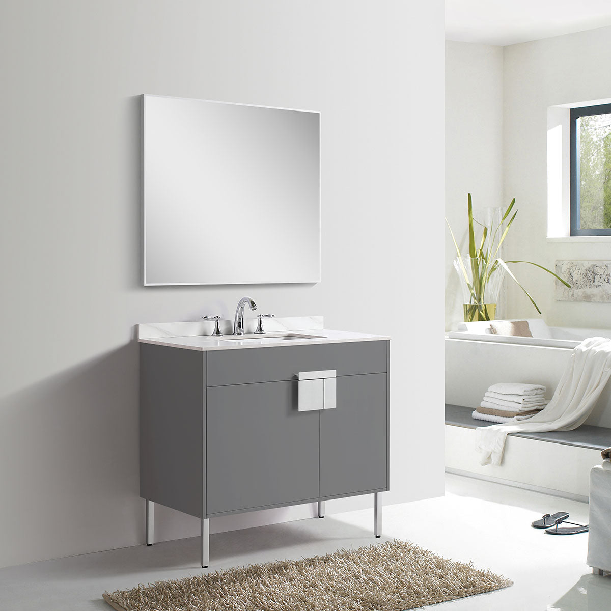 36" V9003 Vanity with Sintered Stone Countertop (Matte Grey) - Shop at Home Craft Studio - 2