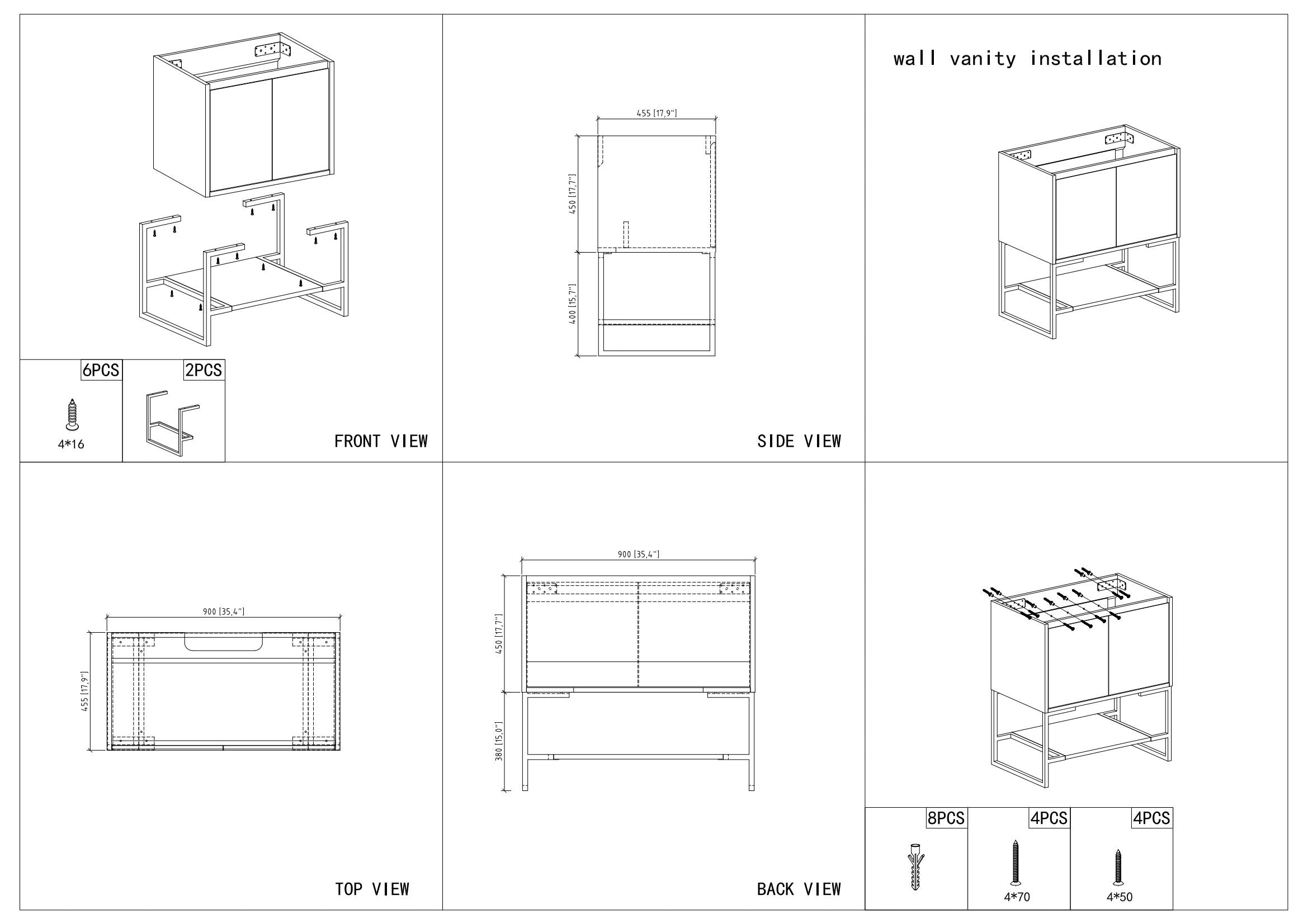 36" V9006 Allen Vanity with Ceramic Sink (Glossy White) - Shop at Home Craft Studio - 7