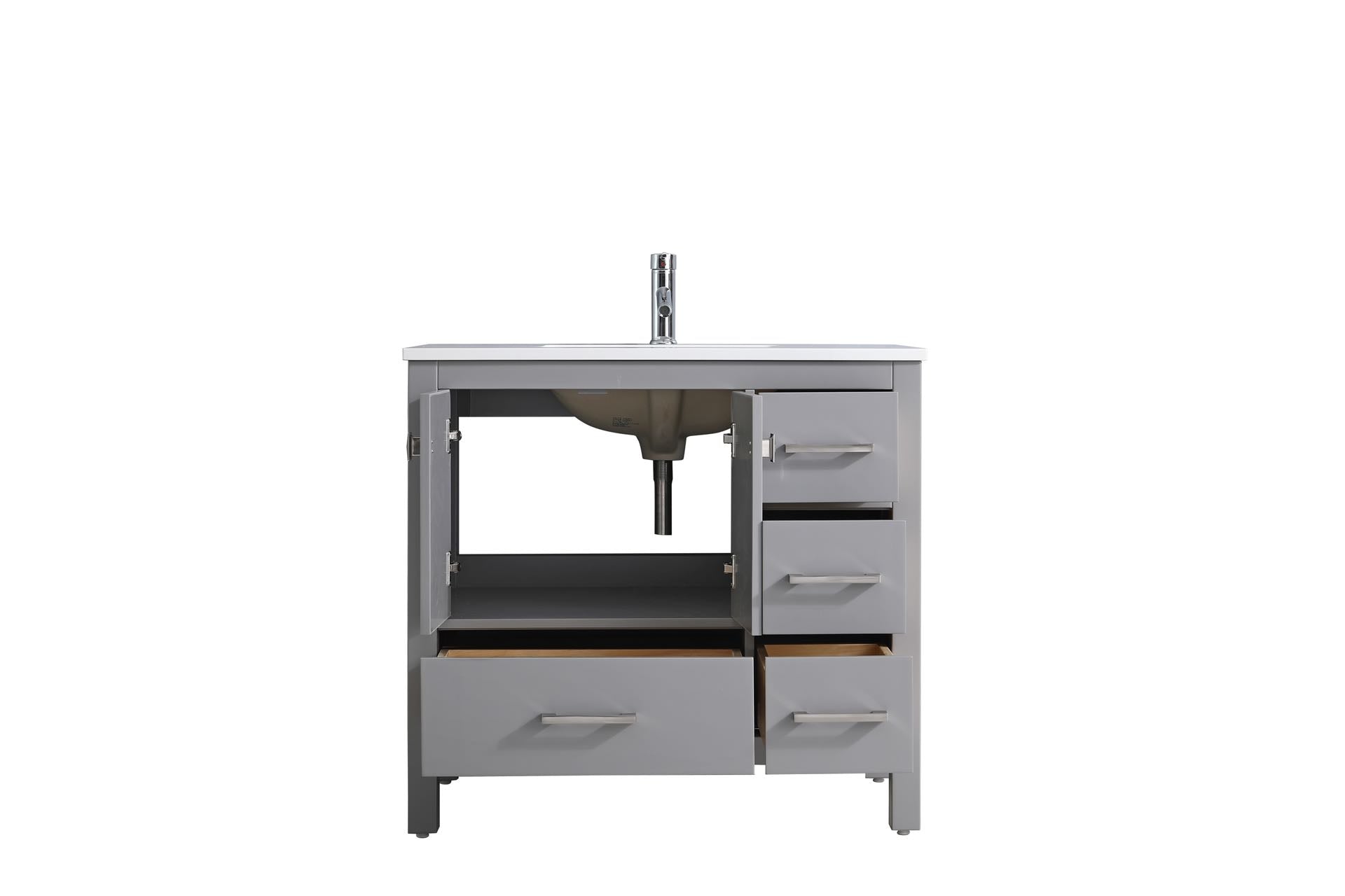 36" V9008 Vanity & Quartz Countertop Combo (Matte Grey) - Shop at Home Craft Studio - 3