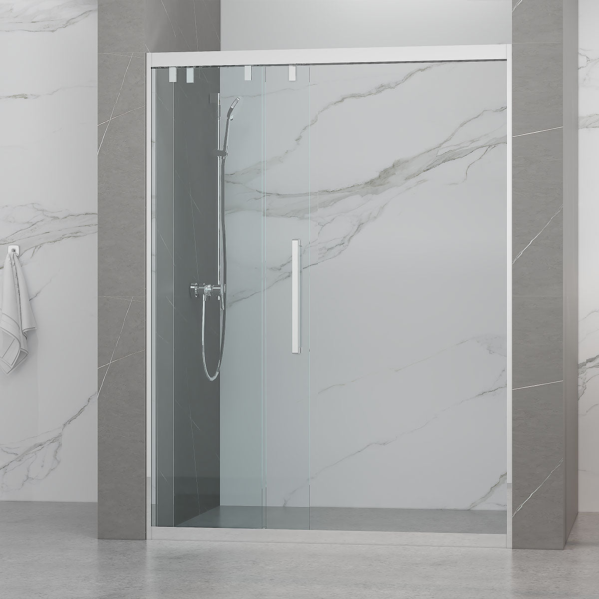 46" Monaco Sliding Shower Door (5/16" thickness) (3 Panels) (Brushed Nickel) shower door - Shop at Home Craft Studio - 7
