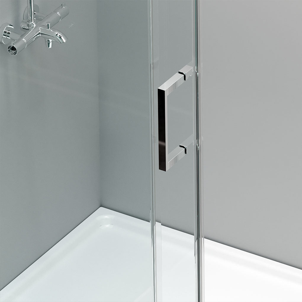 48" Amber Series Frameless Sliding Shower Door with Klearteck Treatment (3/8" Fixed + 5/16" Sliding ) (Brushed Nickel) shower door - Shop at Home Craft Studio - 5