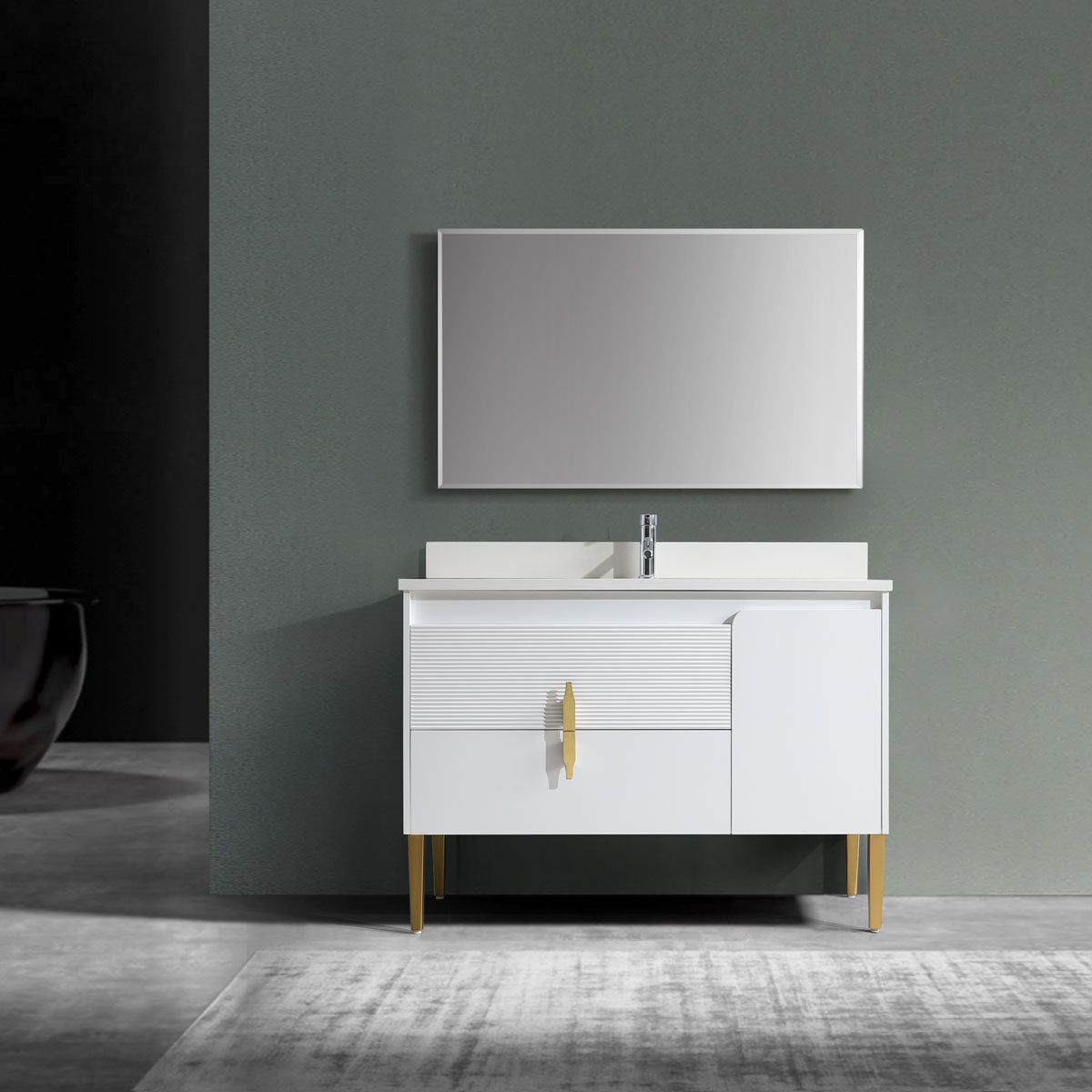 48" Craftsmanship Limited Edition Vanity & Quartz Countertop Combo (Matte White) SKU:EN8271-48WH bathroom vanities - Shop at Home Craft Studio - 1