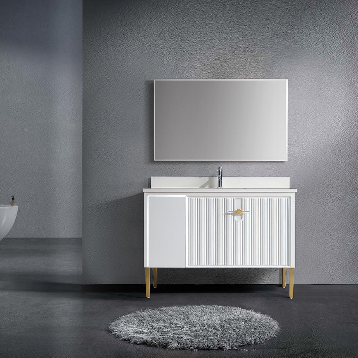 48" Craftsmanship Limited Edition Vanity & Quartz Countertop Combo (Matte White) SKU:EN8339-48WH bathroom vanities - Shop at Home Craft Studio - 1