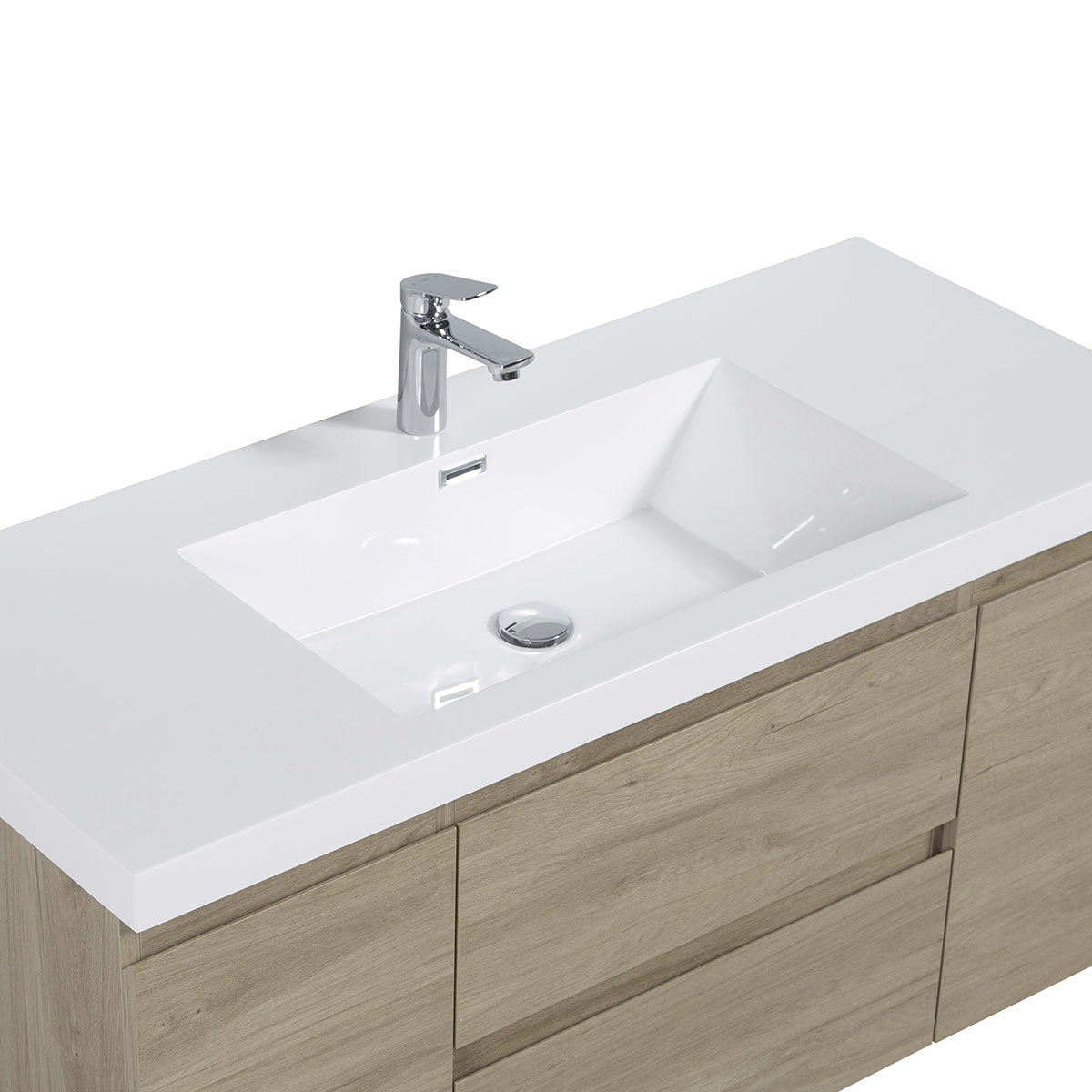 48" V9005 Angela Wall Hung Vanity & Acrylic Basin (E.Oak) - Shop at Home Craft Studio - 3