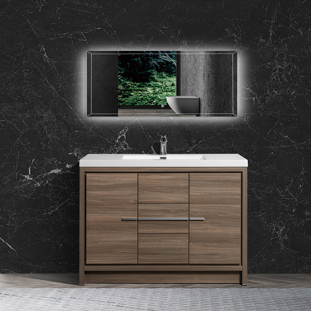 48" V9019 Allier Series Standing Vanity & Acrylic Basin Sink (Maple Grey) - Shop at Home Craft Studio - 1