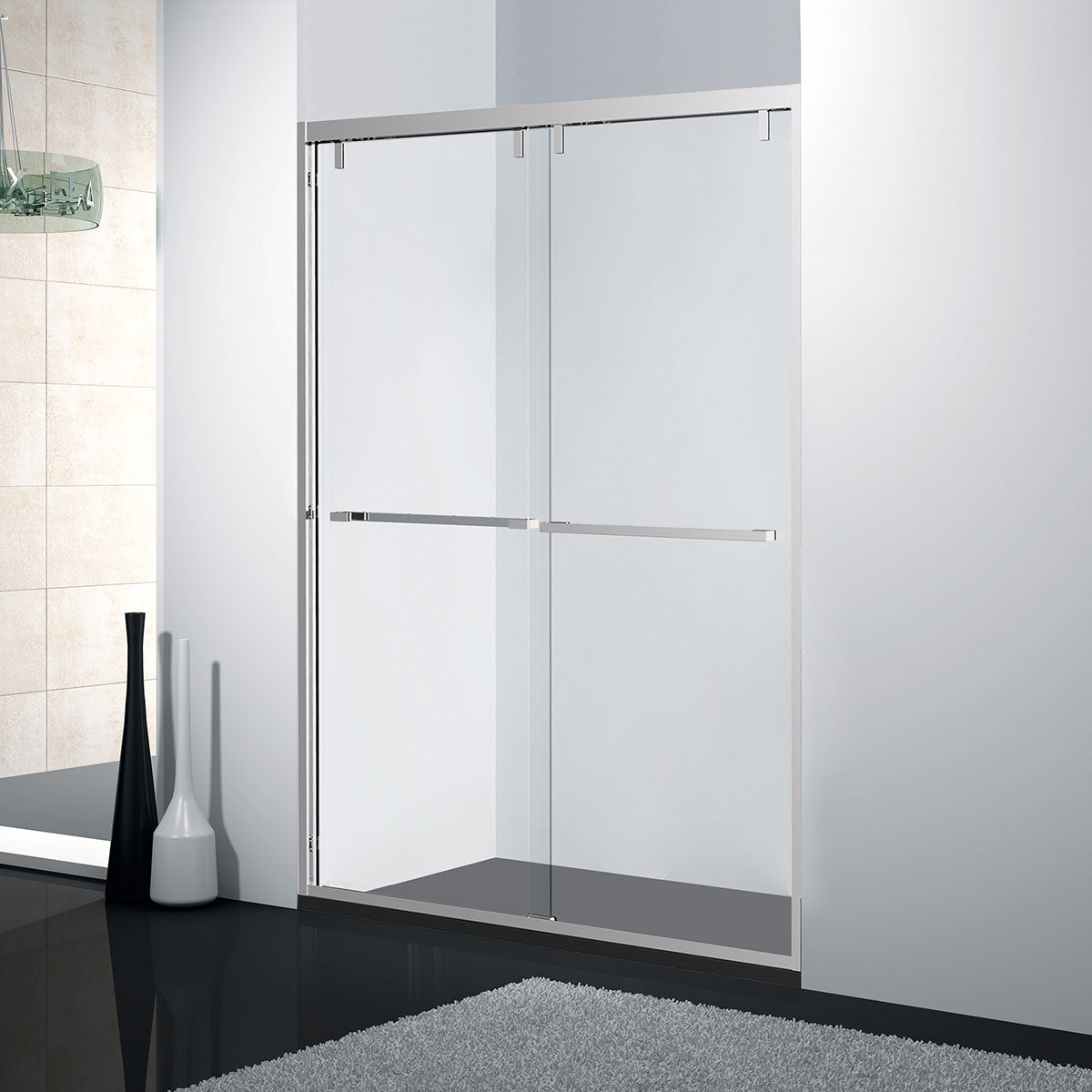 54" AC23 series Bypass Shower Door with Klearteck Treatment (3/8" Thickness) (Brushed Nickel) shower door - Shop at Home Craft Studio - 1