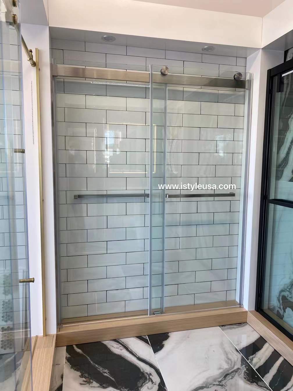 54" Ayden Series Frameless Bypass Shower Door with Klearteck Treatment (3/8" Thickness) (Brushed Nickel) shower door - Shop at Home Craft Studio - 4