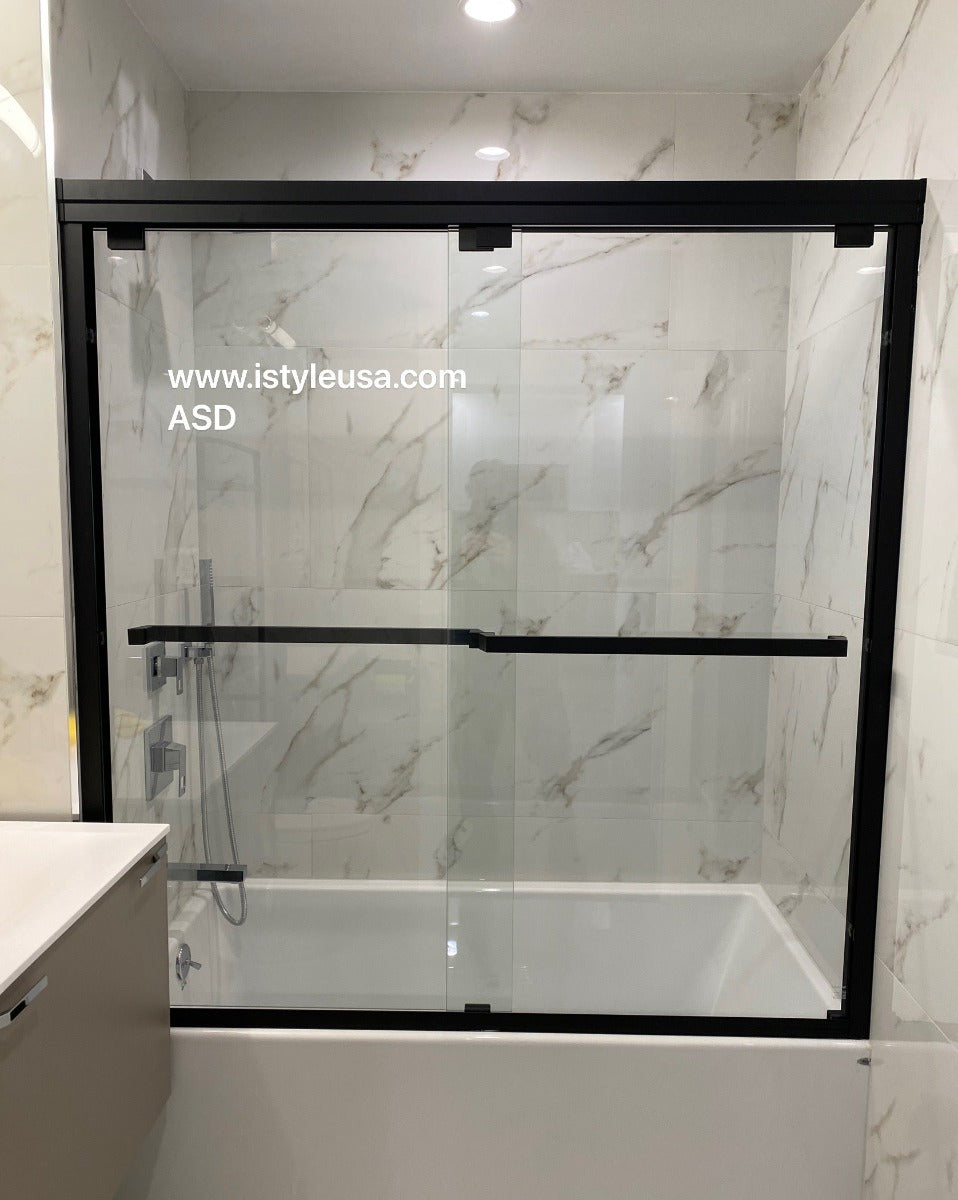 60" ASD Series Bypass Tub Door with Klearteck Treatment (5/16" Thickness) (Matte Black) shower door - Shop at Home Craft Studio - 2