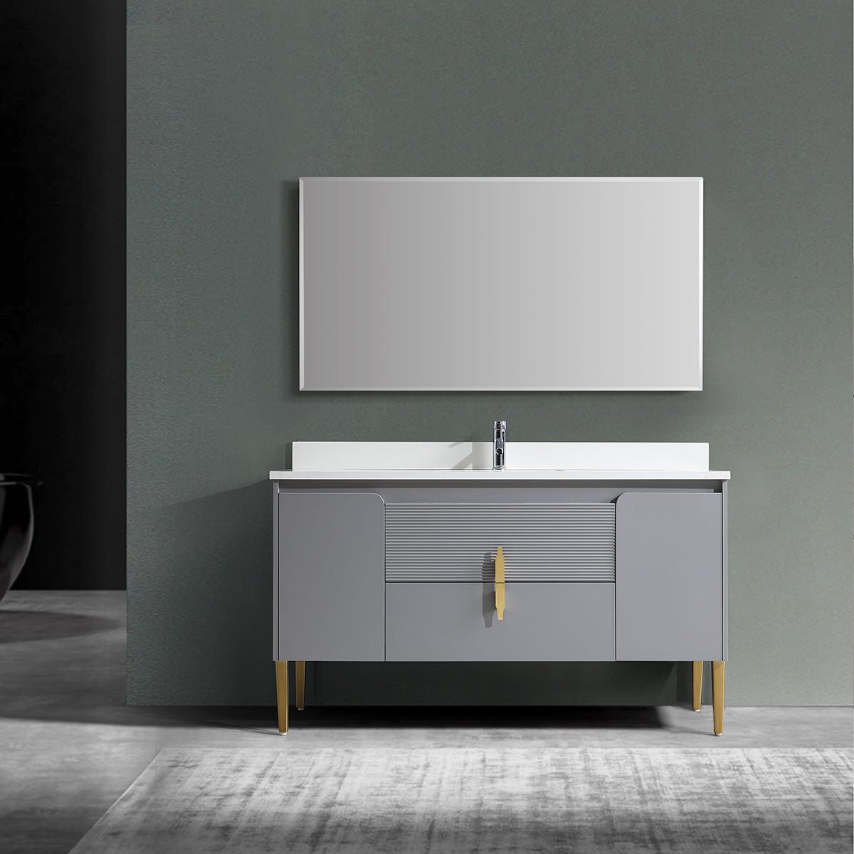 60" Craftsmanship Limited Edition Vanity & Quartz Countertop Combo (Grey) SKU: EN8271-60GR bathroom vanities - Shop at Home Craft Studio - 1