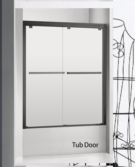 60" Frosted ASD Series Bypass Tub Door (5/16" Thickness) (Matte Black) Privacy shower door - Shop at Home Craft Studio - 2