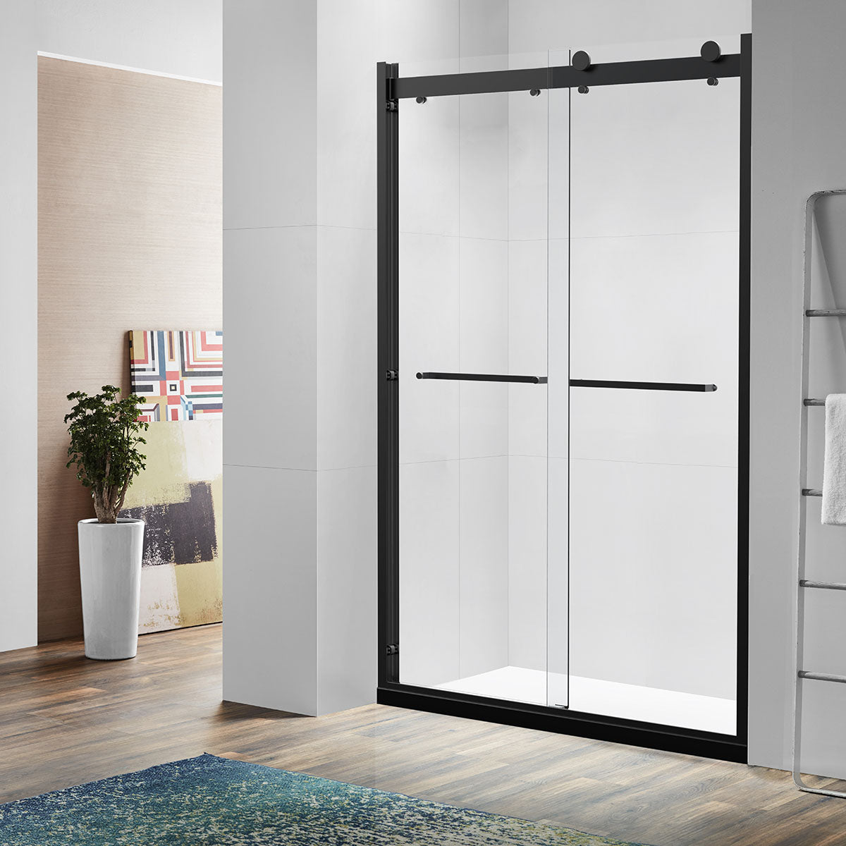 BP01 Bypass Shower Door (5/16" Thickness) (Matte Black) - Shop at Home Craft Studio - 1
