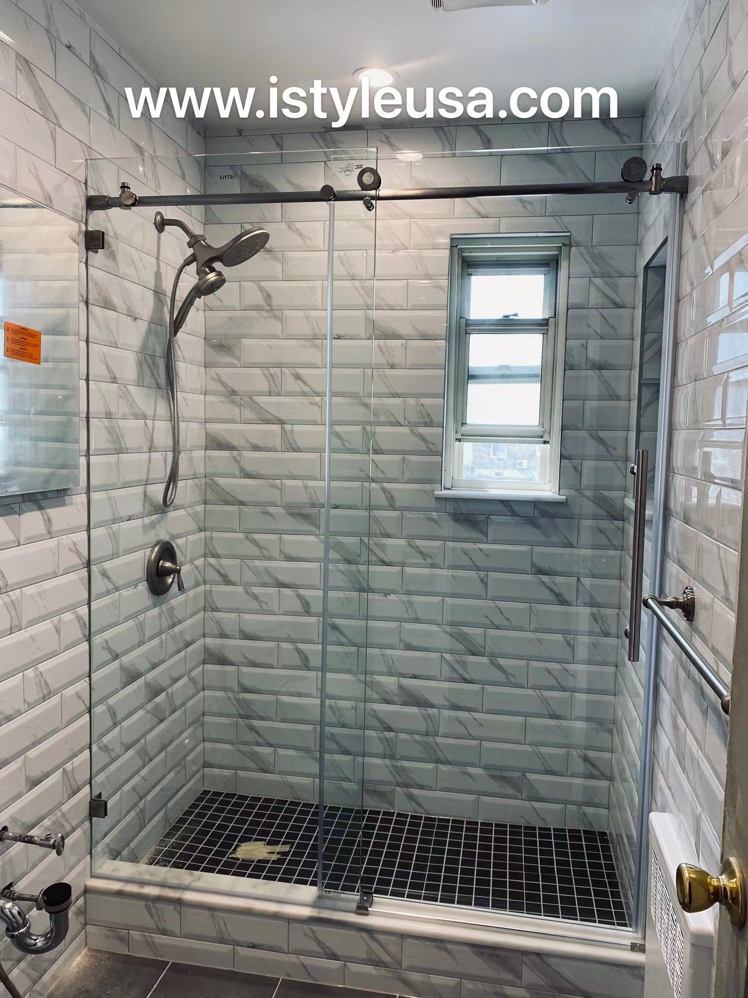 BR01 Joseph Frameless Single Sliding Shower Door with Klearteck Treatment (3/8" Thickness) (Brushed Nickel) shower door - Shop at Home Craft Studio - 2
