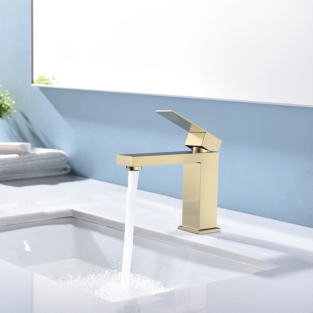F231 Single Hole Basin Faucet with Pop Up (Brushed Gold) - Shop at Home Craft Studio - 1