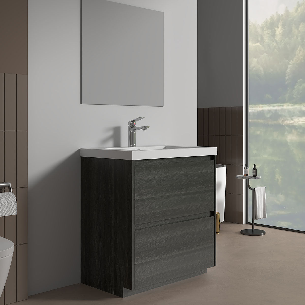 V9002 30" Vanity With Acrylic Sink Combo (Charcoal Grey) - Shop at Home Craft Studio - 2