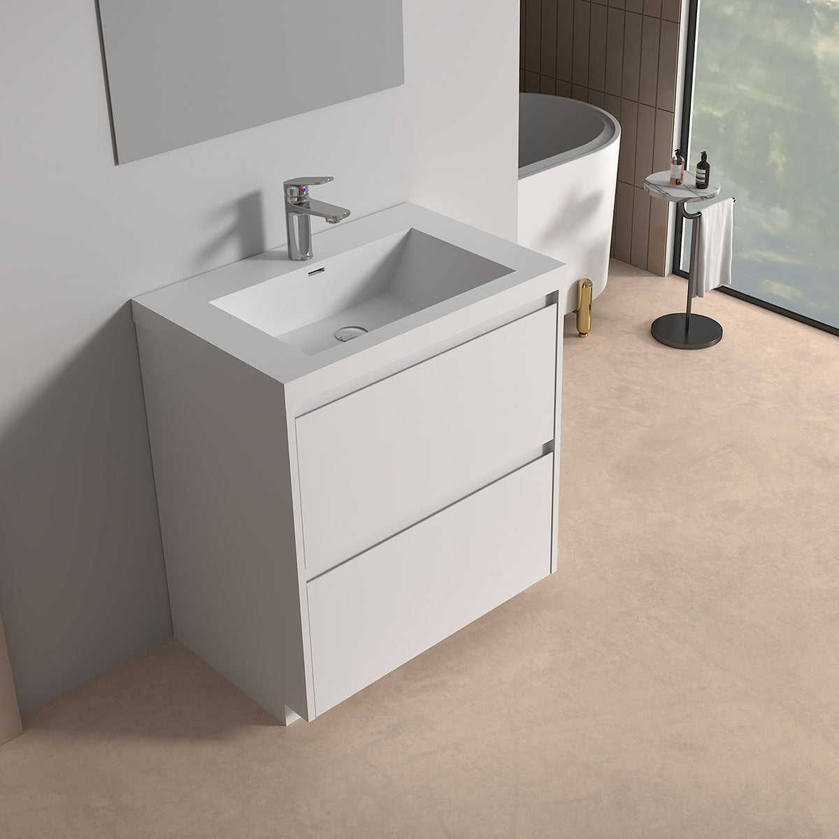 V9002 30" Vanity With Acrylic Sink Combo (Glossy White) - Shop at Home Craft Studio - 2