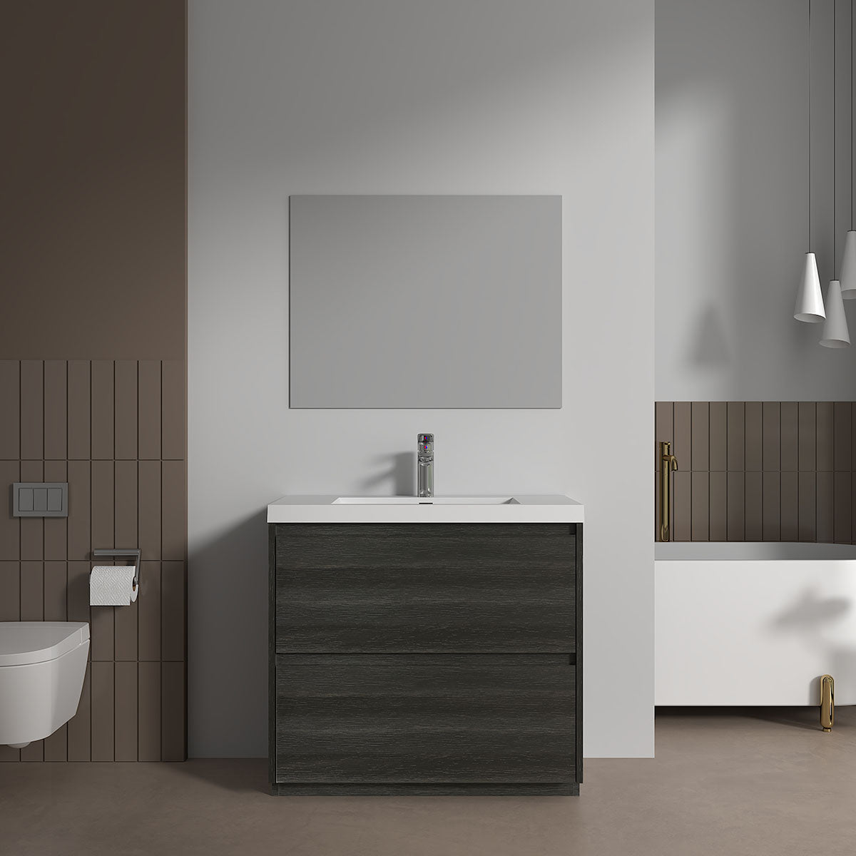V9002 36" Vanity With Acrylic Sink Combo (Charcoal Grey) - Shop at Home Craft Studio - 1