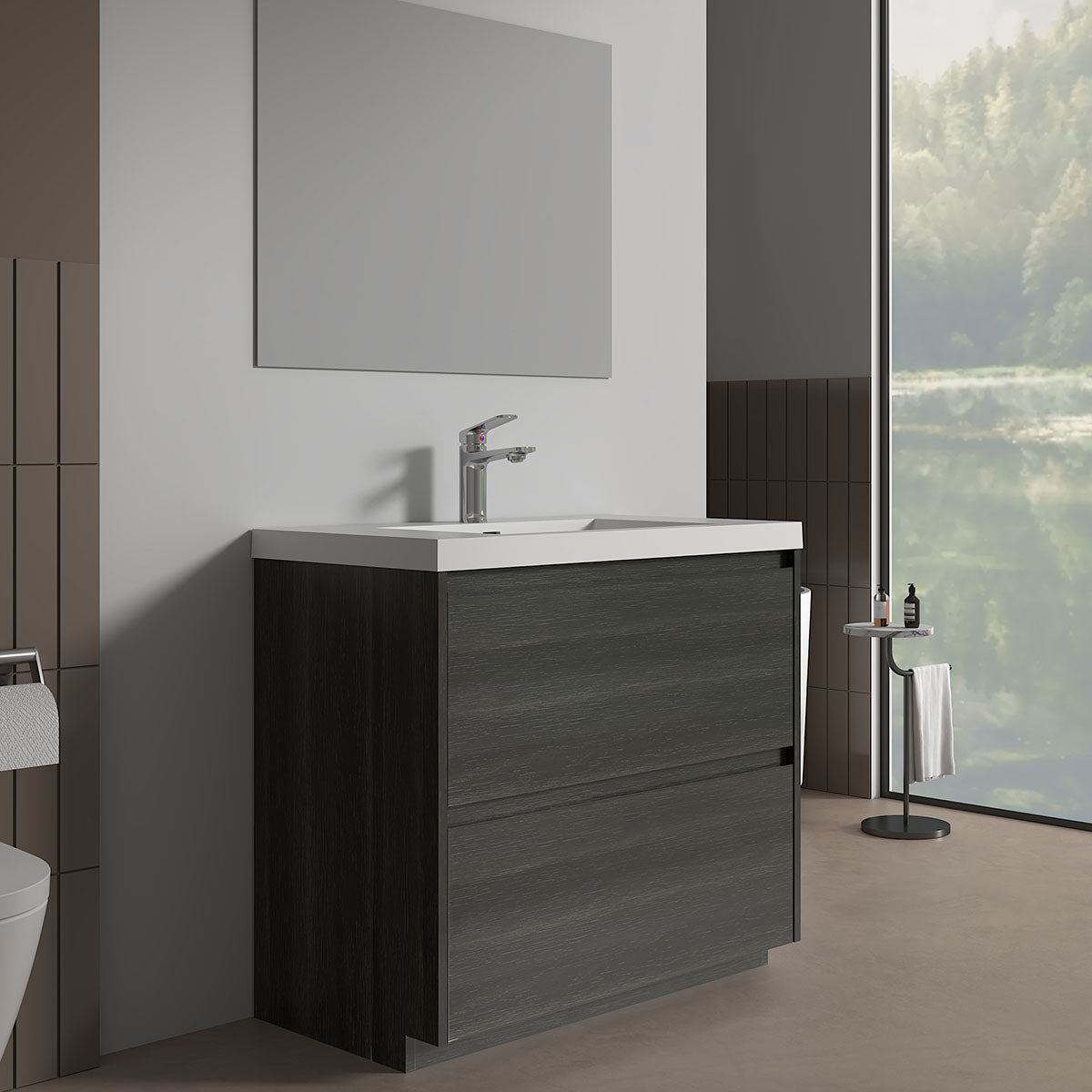 V9002 36" Vanity With Acrylic Sink Combo (Charcoal Grey) - Shop at Home Craft Studio - 2