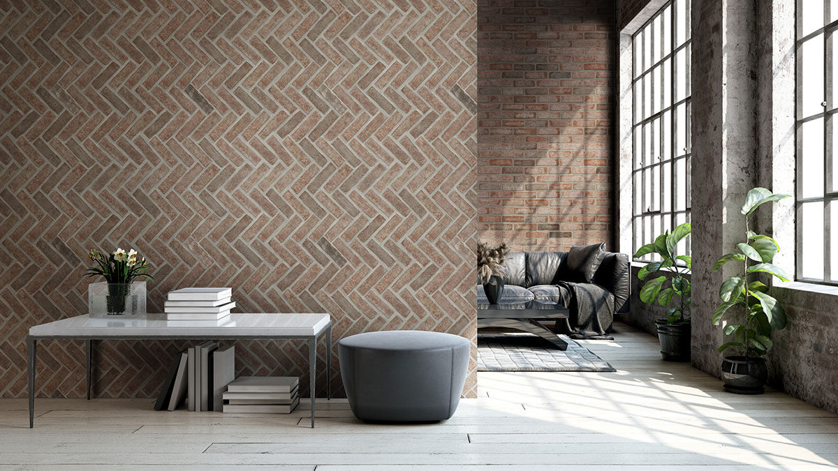 Noble Red Clay Brick Herringbone 2.25x7.5