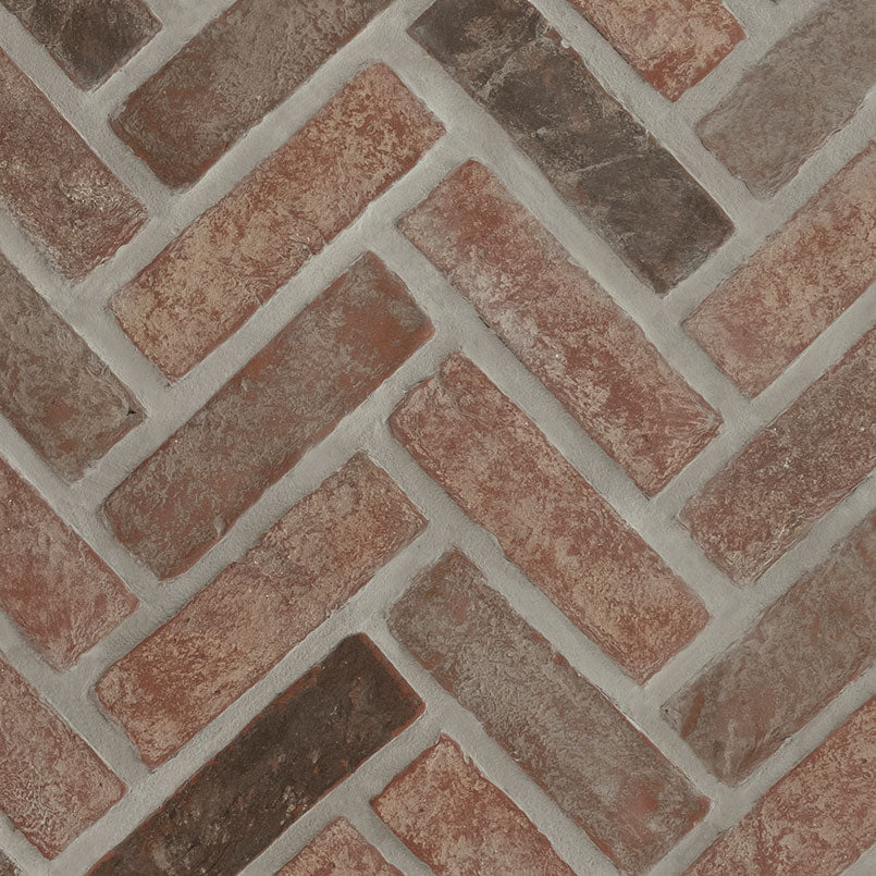Noble Red Clay Brick Herringbone 2.25x7.5