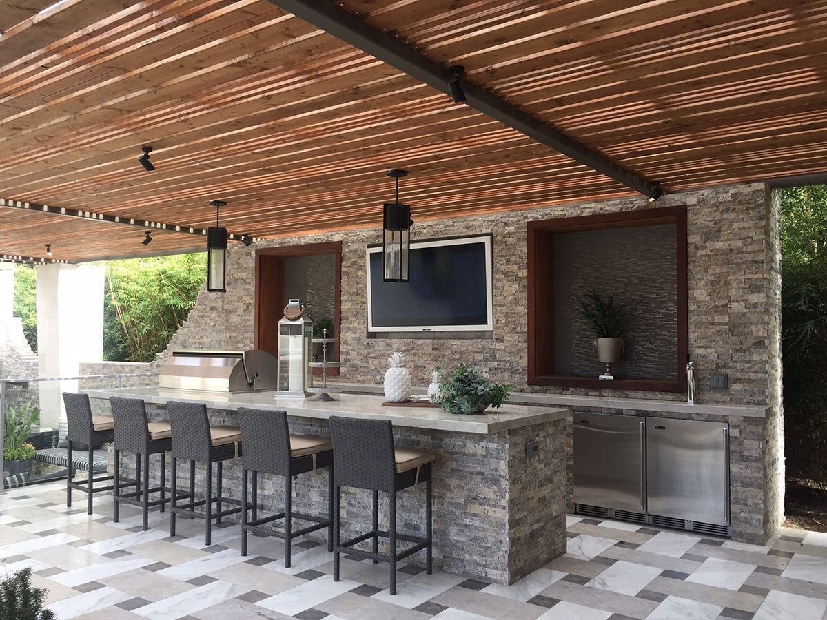 RockMount™ Stacked Stone Panels - Silver Travertine