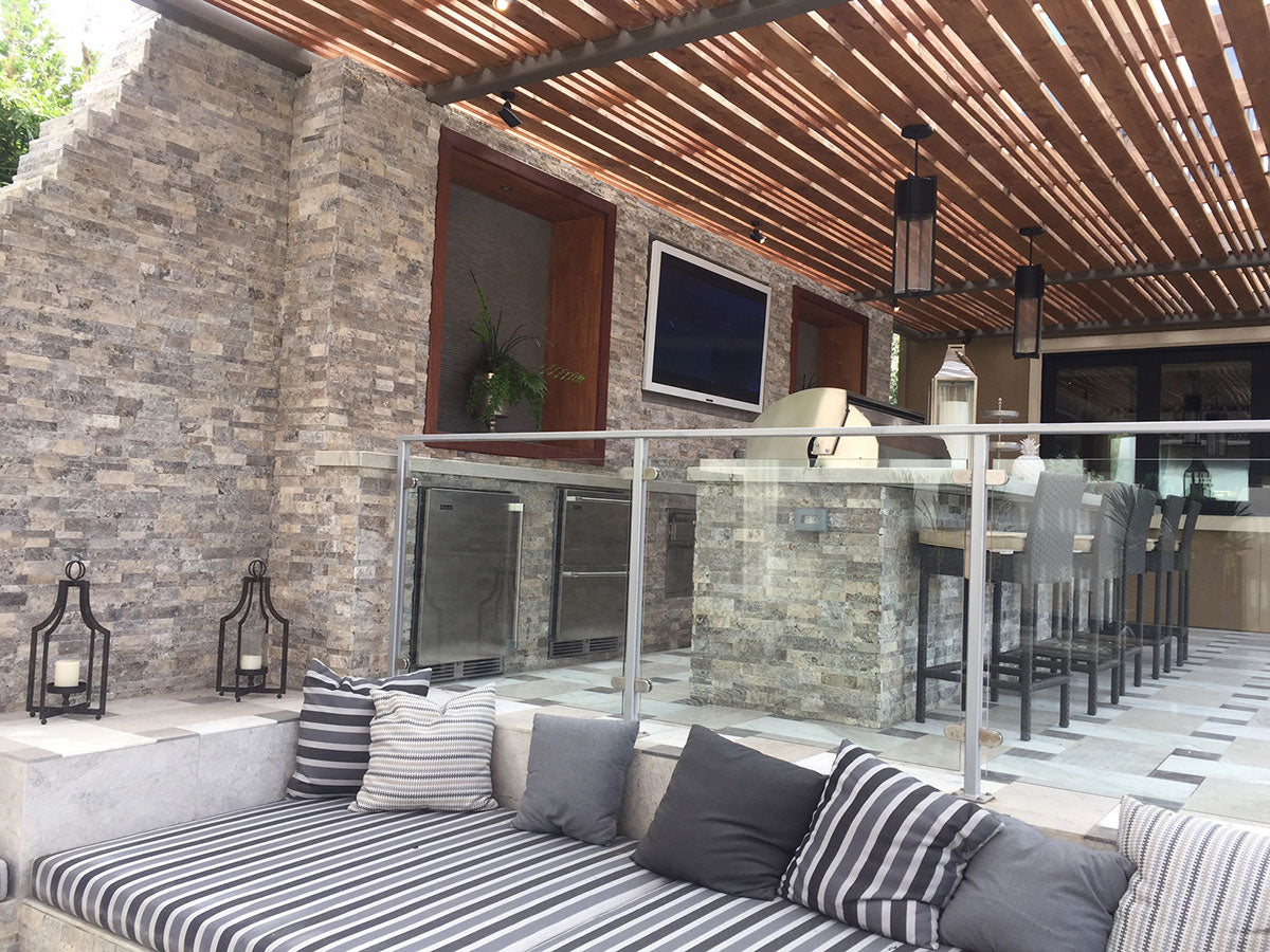 RockMount™ Stacked Stone Panels - Silver Travertine