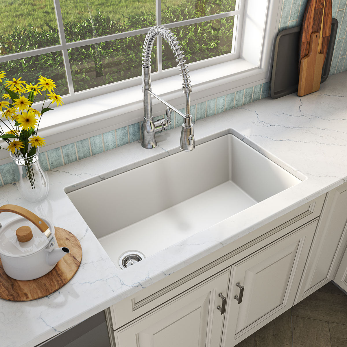 White Quartz Single Bowl 3119