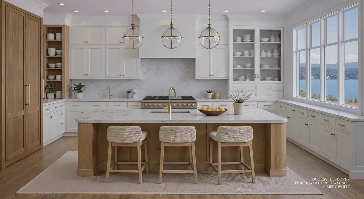 St. Martin Cabinetry white oak kitchen with island